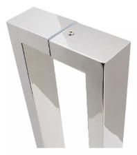 Puxador Inox 304 41,5cm (40cm entre furos) Modelo U Porta Vidro Madeira Port�o