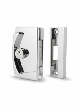 Kit Fechadura 3530 (1510F) Cromada Vidro/Alvenaria Portas Correr Vidro Temperado BLINDEX