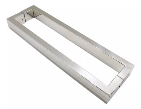 Puxador Inox 304 82cm (80cm entre furos) Modelo U Porta Vidro Madeira Port�o