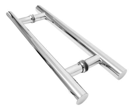 Puxador A�o Inox 304 30cm (20cm Entre Furos) Tubular Redondo Porta Vidro Madeira Port�o