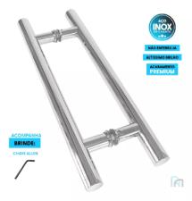 Puxador A�o Inox 304 60cm (40cm Entre Furos) Tubular Redondo Porta Vidro Madeira Port�o