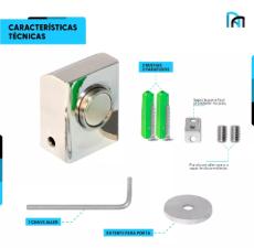 Prendedor Trava Portas Magn�tico Inox Fixador p/ Madeira Vidro Alum�nio ACM Ferro