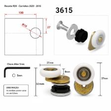 Kit c/ 2 Roldanas Exc�ntricas 3615 Padr�o Blindex Antigo Abaulada