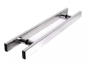 Puxador Alum�nio Polido 60cm (40cm Entre Furos) Barra Chata Porta Vidro Madeira Port�o