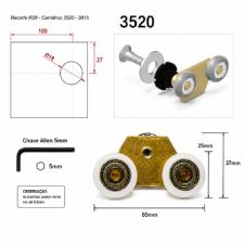 Kit c/ 2 Roldanas Duplas Exc�ntricas 3520 Padr�o Blindex Antigo Abaulada