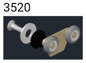 Kit c/ 2 Roldanas Duplas Exc�ntricas 3520 Padr�o Blindex Antigo