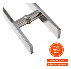 Puxador A�o Inox 304 100cm (1 metro) - (80cm entre furos) Barra Chata Porta Vidro Madeira Port�o