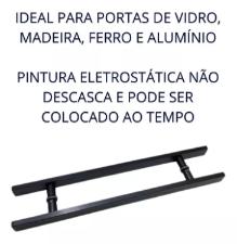 Puxador A�o Inox 304 Preto 60cm (40cm entre furos) Barra Chata Porta Vidro Madeira Port�o