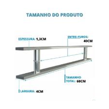 Puxador A�o Inox 304 60cm (40cm entre furos) Barra Chata Porta Vidro Madeira Port�o