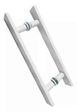 Puxador A�o Inox 304 Branco 80cm (60cm entre furos) Barra Chata Porta Vidro Madeira Port�o