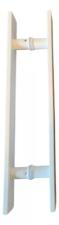 Puxador A�o Inox 304 Branco 80cm (60cm entre furos) Barra Chata Porta Vidro Madeira Port�o