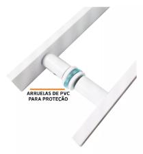 Puxador A�o Inox 304 Branco 100cm (1 metro) - (80cm entre furos) Barra Chata Porta Vidro Madeira Port�o