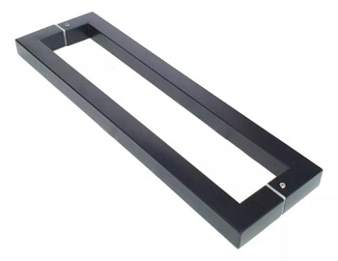 Puxador Inox Preto 31,5cm (30cm entre furos) Modelo U Porta Vidro Madeira Port�o