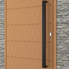 Puxador Inox Preto 31,5cm (30cm entre furos) Modelo U Porta Vidro Madeira Port�o