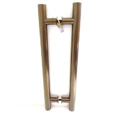 Puxador Bronze 1002 (Mais Claro) 40cm (30cm Entre Furos) Tubular Redondo Porta Vidro Madeira Port�o