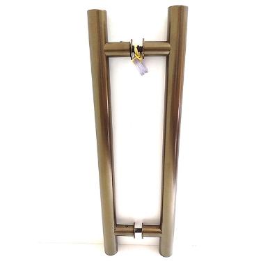Puxador Bronze 1002 (Mais Claro) 40cm (30cm Entre Furos) Tubular Redondo Porta Vidro Madeira Port�o