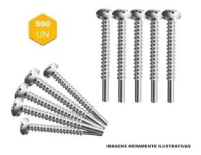 Kit Caixa c/ 500 Parafusos 4,8x32 Phillips Ponta Piloto Cabe�a Panela p/ Esquadria PAR428 - New Fix
