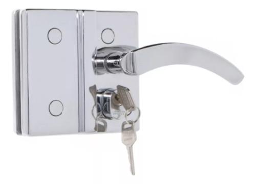 Fechadura Ma�aneta Recorte 1520 Vidro/Vidro Cromada MM - Porta Blindex