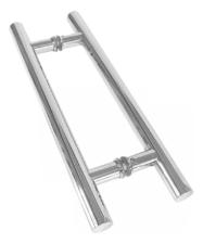 Kit Caixa C/ 2 Puxador A�o Inox 304 45cm (30cm Entre Furos) Tubular Redondo Porta Vidro Madeira Port�o