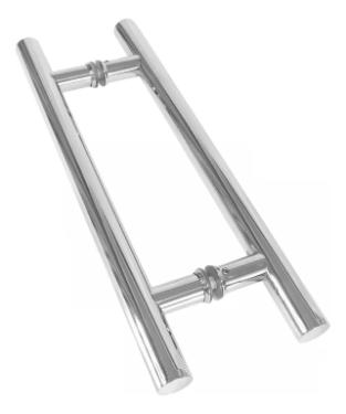 Kit Caixa C/ 2 Puxador A�o Inox 304 45cm (30cm Entre Furos) Tubular Redondo Porta Vidro Madeira Port�o