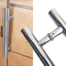 Kit Caixa C/ 4 Puxador A�o Inox 304 45cm (30cm Entre Furos) Tubular Redondo Porta Vidro Madeira Port�o