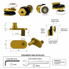 Kit c/ 2 Roldanas Super Exc�ntrica Compensadora Regulagem Salva Porta Vidro 8 e 10mm 1125E