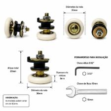 Kit c/ 4 Roldanas 1125R Porta De Correr Vidro 8 e 10mm Suporte Inteiri�o Refor�ada
