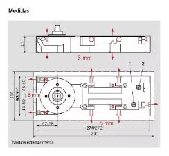 Mola Hidr�ulica Dormakaba BTS 60T Original - Piso Porta Vidro Blindex