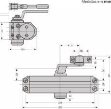 Mola Aerea Hidraulica DormaKaba 200/2 Prata P/ Porta Madeira/Metal/Aluminio