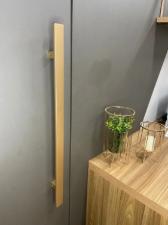 Puxador Dourado 80cm (60cm entre furos) Barra Chata A�o Inox 304 Porta Vidro Madeira Port�o