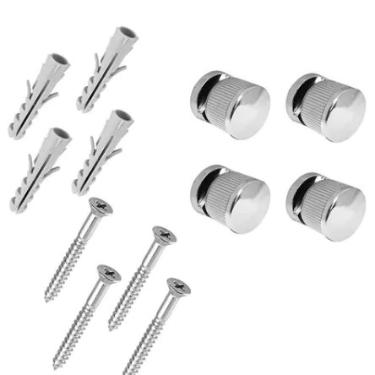 Kit c/ 4 Finessons (Bot�o Frances) em ABS Cromado + Parafusos p/ Espelhos e Vidros