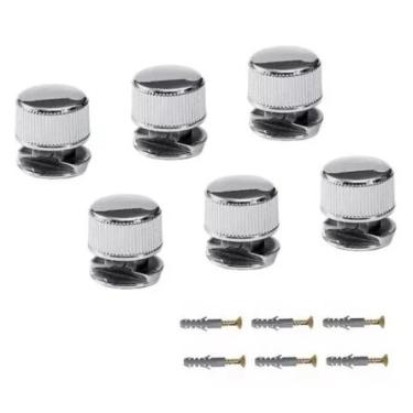 Kit c/ 6 Finessons (Bot�o Frances) em ABS Cromado + Parafusos p/ Espelhos e Vidros