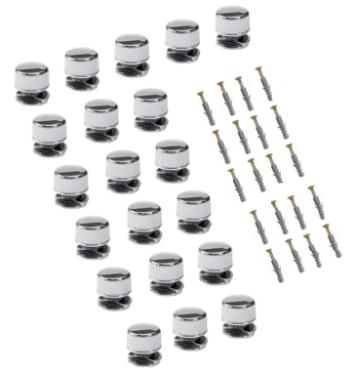 Kit c/ 20 Finessons (Bot�o Frances) em ABS Cromado + Parafusos p/ Espelhos e Vidros