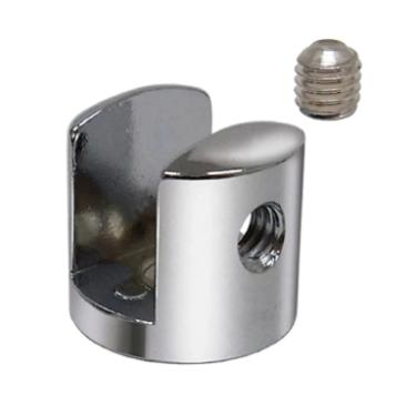 Kit c/ 10 Fendas Boca de Jacar� 6mm Redonda Cromada + Parafusos p/ Vidro / Prateleiras