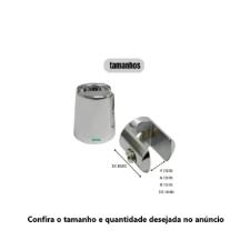 Kit c/ 4 Fendas Boca de Jacar� 8mm Redonda Cromada + Parafusos p/  Vidro / Prateleiras