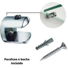 Kit c/ 10 Fendas Boca de Jacar� 10mm Redonda Cromada + Parafusos p/ Vidro / Prateleiras