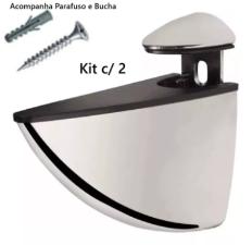Kit c/ 2 Suportes Bico de Tucano M�dio Cromado + Parafusos