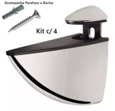 Kit c/ 4 Suportes Bico de Tucano M�dio Cromado + Parafusos