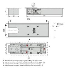 Mola Hidr�ulica Dormakaba BTS-75V Completa Piso Dorma Porta Vidro Blindex