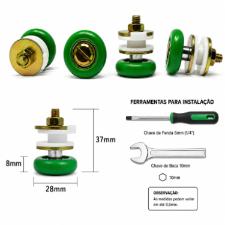 Kit c/ 2 Roldanas 1125R Verde Porta De Correr / Janela Vidro 8 e 10mm Refor�ada