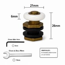 Kit c/ 50 Roldanas Tec Vidro 2125R6TV 6mm (Sem Rolamento) Exc�ntricas Porta Box