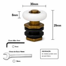 Kit c/ 10 Roldanas Tec Vidro 2125R8TV 8mm (Sem Rolamento) Exc�ntricas Porta Box