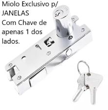 Miolo 1510J Janela Redondo p/ Fechadura Bico de Papagaio Cilindro 2 Chaves Correr Vidro - Cromado