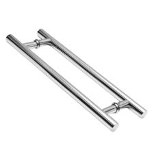 Puxador Aluminio Polido 30cm (20cm Entre Furos) Tubular Redondo Porta Vidro Madeira Port�o