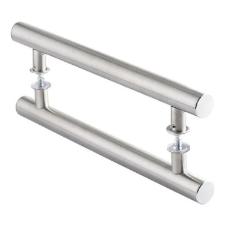 Puxador Alum�nio Polido 40cm (30cm Entre Furos) Tubular Redondo Porta Vidro Madeira Port�o