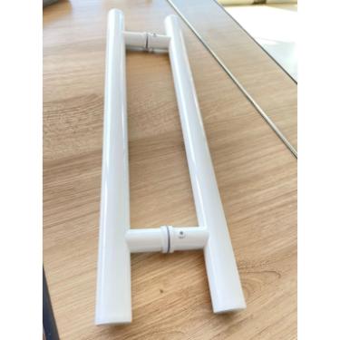 Puxador Branco 60cm (40cm Entre Furos) Tubular Redondo Porta Vidro Madeira Port�o