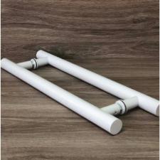 Puxador Branco 60cm (40cm Entre Furos) Tubular Redondo Porta Vidro Madeira Port�o
