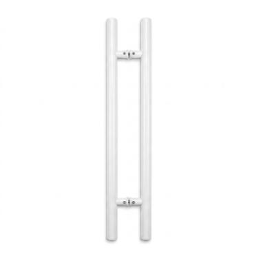 Puxador Branco 60cm (40cm Entre Furos) Tubular Redondo Porta Vidro Madeira Port�o