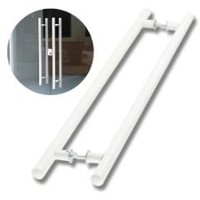 Puxador Branco 60cm (40cm Entre Furos) Tubular Redondo Porta Vidro Madeira Port�o