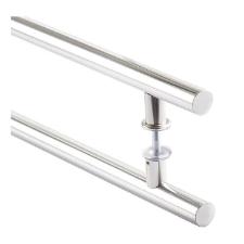 Puxador Alum�nio Polido 60cm (40cm Entre Furos) Tubular Redondo Porta Vidro Madeira Port�o